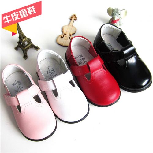 Chaussures enfants en cuir de vache fendu ronde pour printemps - semelle caoutchouc Ref 1030639