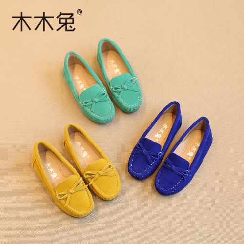 Chaussures enfants en de vache, Nubuck, tête carrée pour printemps - Ref 1030864