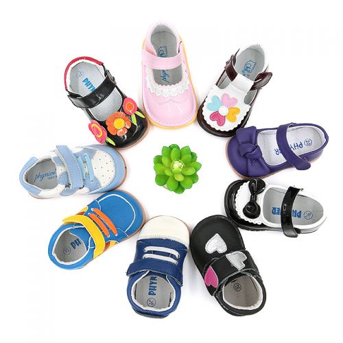 Chaussures enfants PHYNIER ronde coutures cuir pour printemps - semelle caoutchouc Ref 1031306