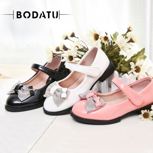 Chaussures enfants en PU BODATU ronde avec perles pour printemps - semelle caoutchouc Ref 1031778