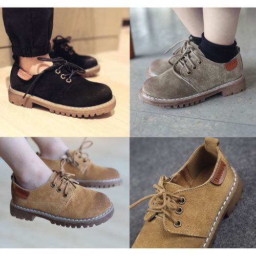 Chaussures enfants en de vache, Nubuck, ronde pour printemps - semelle caoutchouc Ref 1031921