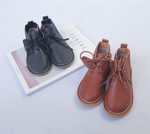Chaussures enfants en cuir ronde pour printemps - semelle caoutchouc antidérapant Ref 1031923