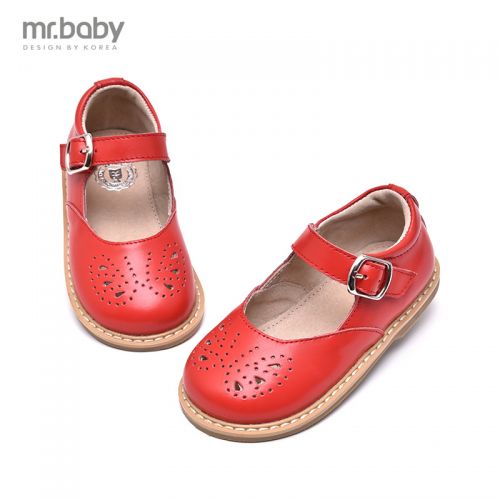 Chaussures enfants en cuir MRBABY ronde creux pour printemps - semelle caoutchouc antidérapant Ref 1032357