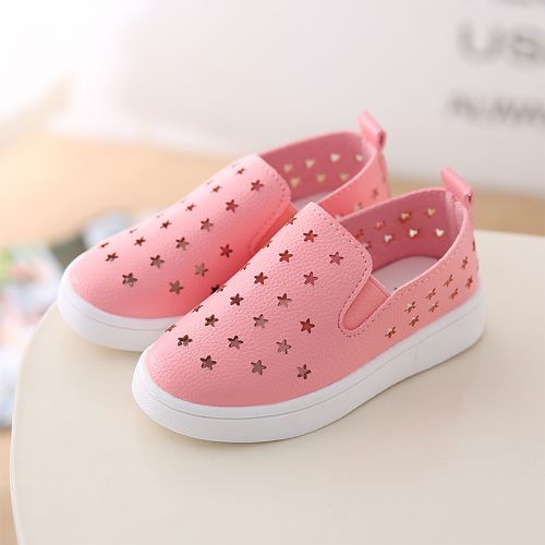 Chaussures enfants en cuir de vache fendu ronde creux pour été - semelle caoutchouc Ref 1032616