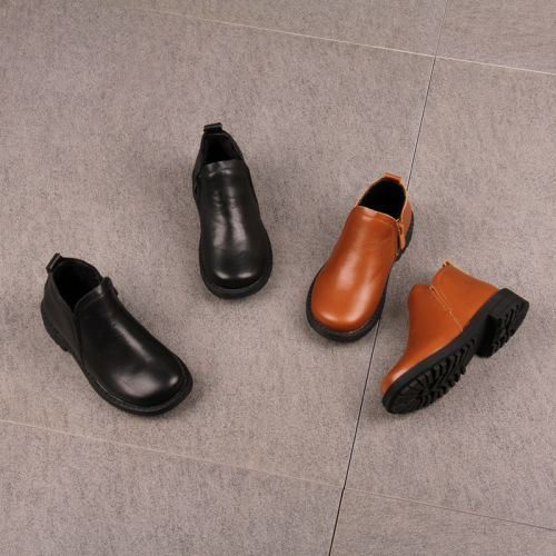 Chaussures enfants en cuir ronde pour hiver - semelle caoutchouc naturel Ref 1032644