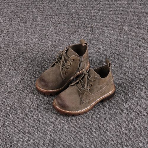 Chaussures enfants en de vache, Nubuck, ronde pour printemps - Ref 1032699