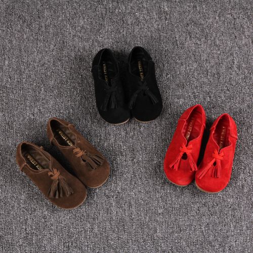 Chaussures enfants en de vache, Nubuck, SLDW ronde houppe pour printemps - semelle TPR Ref 1032703