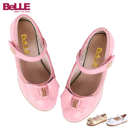 Chaussures enfants en cuir BELLE ronde avec perles pour printemps - semelle TPR Ref 1032888