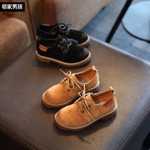 Chaussures enfants en cuir ronde coutures pour printemps - semelle TPR Ref 1033004