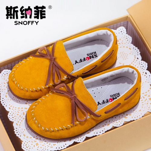 Chaussures enfants en de vache, Nubuck, SNOFFY ronde pour printemps - semelle caoutchouc Ref 1033296