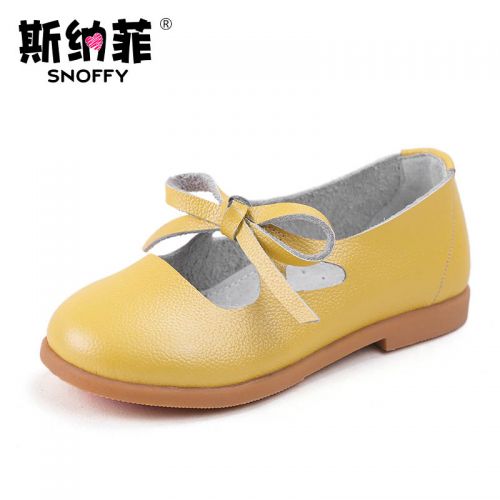 Chaussures enfants en cuir de vache fendu SNOFFY ronde creux pour printemps - semelle caoutchouc antidérapant Ref 1033332