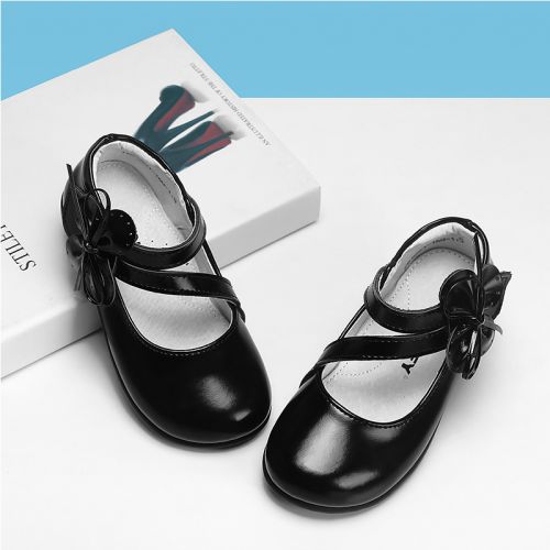 Chaussures enfants en cuir de vache fendu SNOFFY ronde brodé pour printemps - semelle caoutchouc Ref 1033358