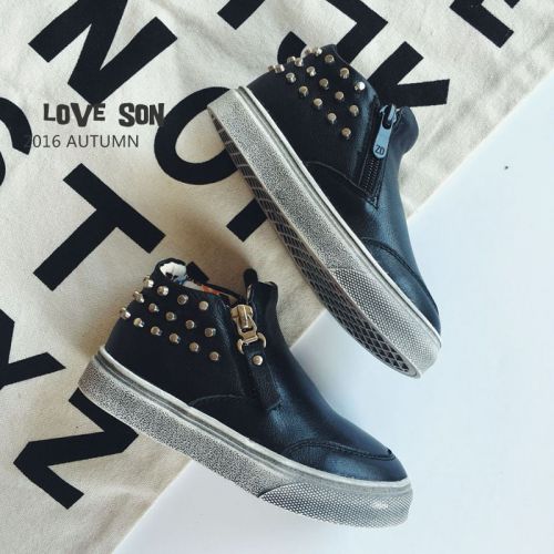 Chaussures enfants en cuir ronde pour printemps - semelle caoutchouc naturel Ref 1033627