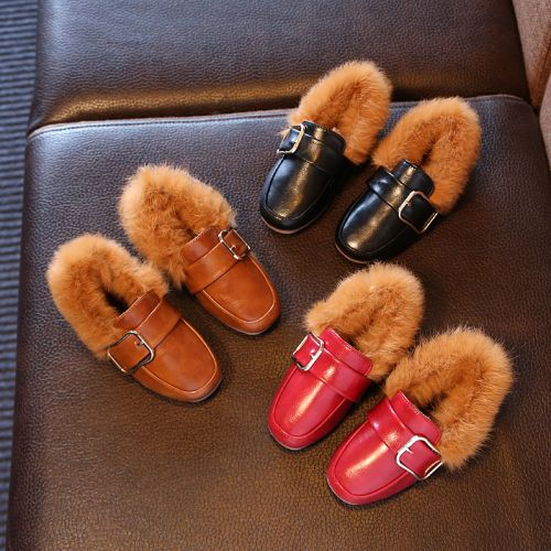 Chaussures enfants en Cuir spatial ronde coutures cuir pour hiver - semelle caoutchouc antidérapant Ref 1034141