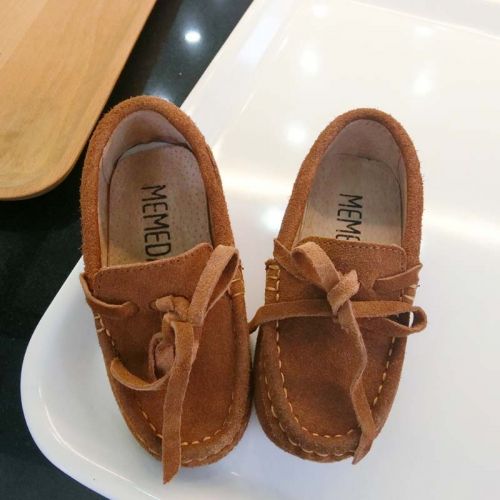 Chaussures enfants en de vache, Nubuck, ronde pour printemps - Ref 1034352