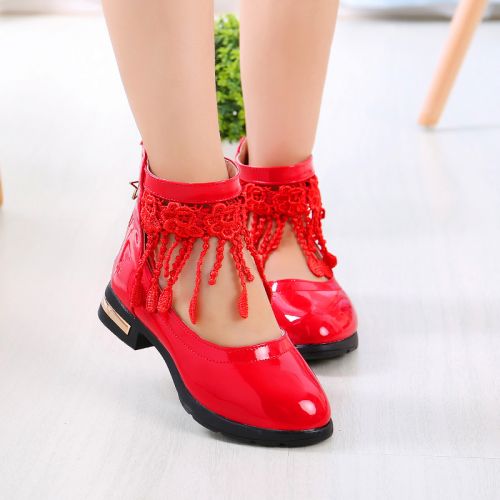 Chaussures enfants en PU pointu avec perles pour printemps - semelle caoutchouc Ref 1034387