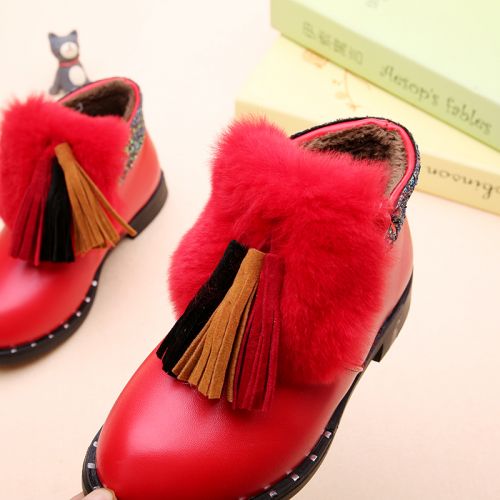 Chaussures enfants en similicuir ronde houppe pour hiver - semelle caoutchouc antidérapant Ref 1034415
