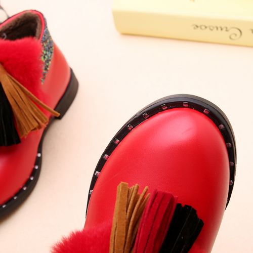Chaussures enfants en similicuir ronde houppe pour hiver - semelle caoutchouc antidérapant Ref 1034422