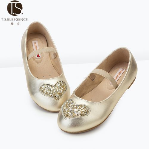 Chaussures enfants en cuir TSELEEGENCE ronde paillette pour printemps - semelle caoutchouc Ref 1034558