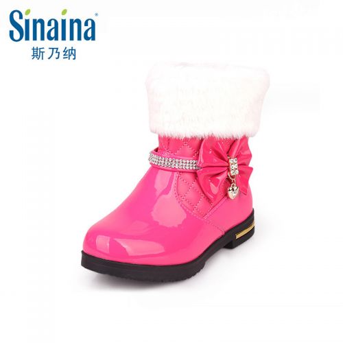 Chaussures enfants en similicuir ronde avec perles pour hiver - semelle caoutchouc antidérapant Ref 1034663