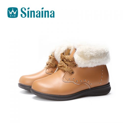 Chaussures enfants en cuir de vache fendu ronde coutures pour hiver - semelle TPR Ref 1034698