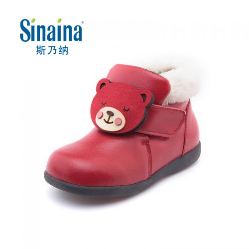 Chaussures enfants en peau de mouton ronde coutures cuir pour hiver - semelle caoutchouc Wear Ref 1034711