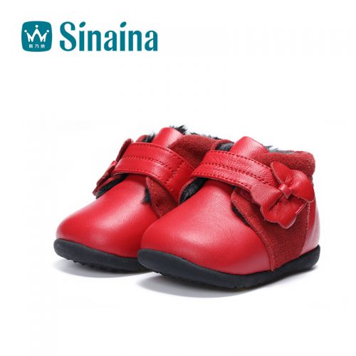 Chaussures enfants en cuir de vache fendu ronde coutures pour hiver - semelle TPR Ref 1034775