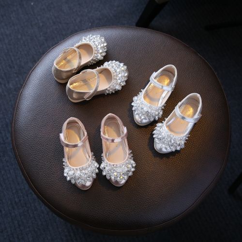 Chaussures enfants en PU ronde avec perles pour printemps - Ref 1036858