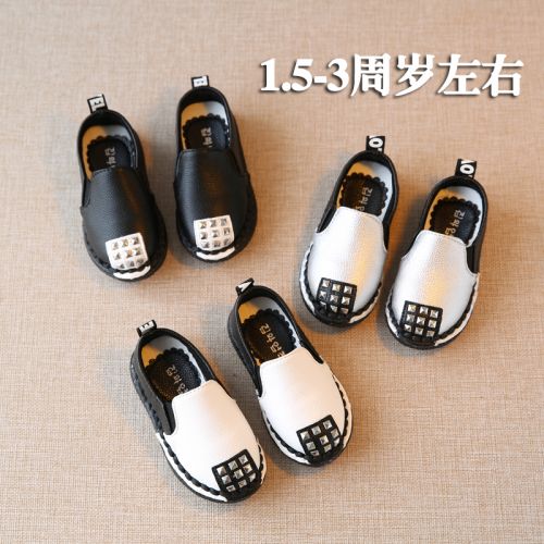 Chaussures enfants en cuir synthétique ronde rivet pour printemps - semelle caoutchouc Wear Ref 1036881