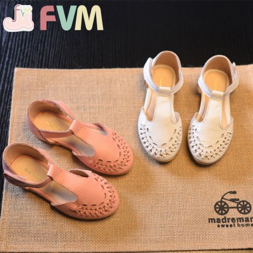 Chaussures enfants en cuir Baotou creux pour été - semelle caoutchouc Ref 1037087