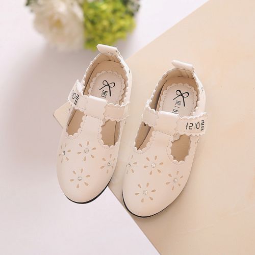 Chaussures enfants en PU ronde avec perles pour printemps - semelle caoutchouc Ref 1037342