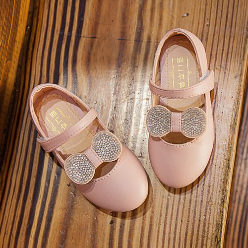 Chaussures enfants en PU ronde avec perles pour printemps - Ref 1037346