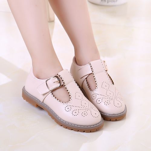 Chaussures enfants en cuir de vache fendu ronde pour printemps - Ref 1037393