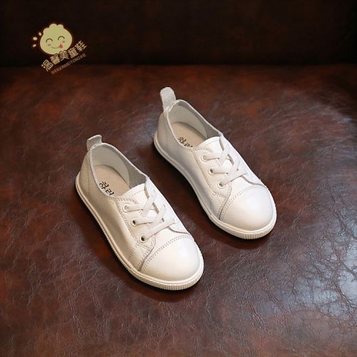 Chaussures enfants en cuir tête plate pour printemps - semelle caoutchouc antidérapant Ref 1037579