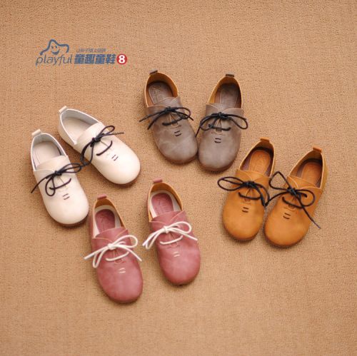 Chaussures enfants en de vache, Nubuck, ronde coutures cuir pour printemps - semelle TPR Ref 1037591