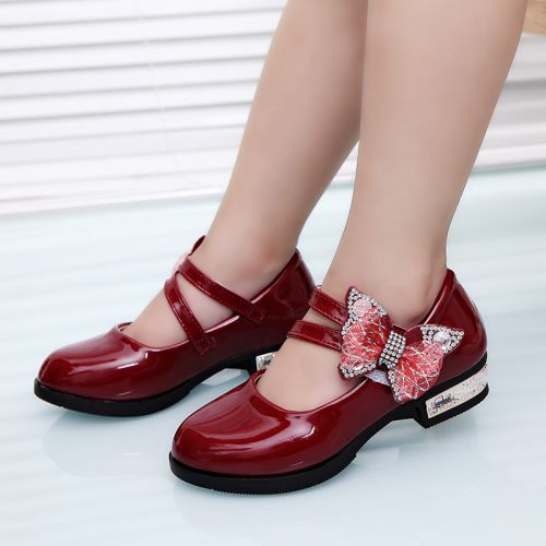 Chaussures enfants en similicuir pointu avec perles pour printemps - semelle caoutchouc Ref 1037606