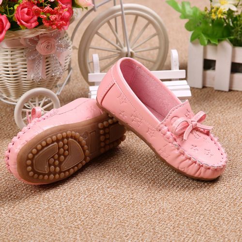 Chaussures enfants en cuir synthétique tête plate coutures pour printemps - Ref 1037697