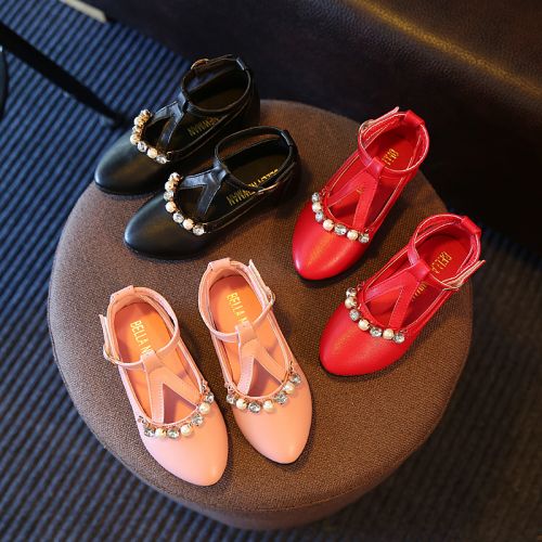Chaussures enfants en similicuir pointu avec perles pour printemps - semelle plastique Ref 1037712
