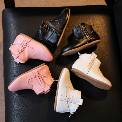 Chaussures enfants en cuir ronde pour Toute saison - semelle caoutchouc antidérapant Ref 1037854