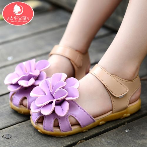 Chaussures enfants en Cuir spatial PACFICGIRLS Baotou brodé pour été - Ref 1037859