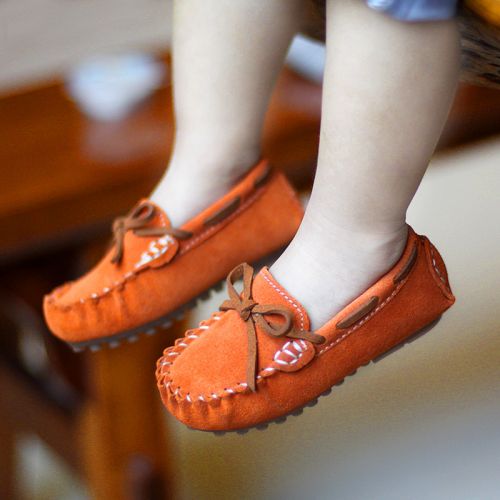 Chaussures enfants en de vache, Nubuck, ronde pour printemps - Ref 1037871
