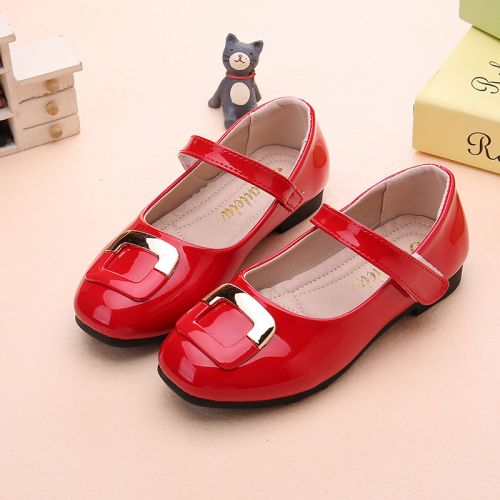 Chaussures enfants en cuir synthétique ronde métal pour printemps - semelle caoutchouc antidérapant Ref 1037873