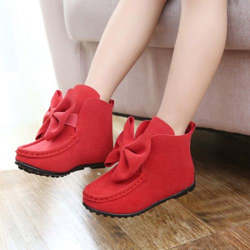 Chaussures enfants en cuir de vache fendu ronde pour printemps - Ref 1037914