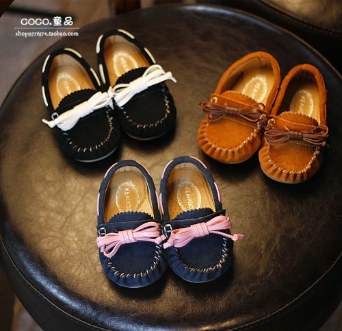 Chaussures enfants en de vache, Nubuck, ronde coutures cuir pour printemps - Ref 1038047