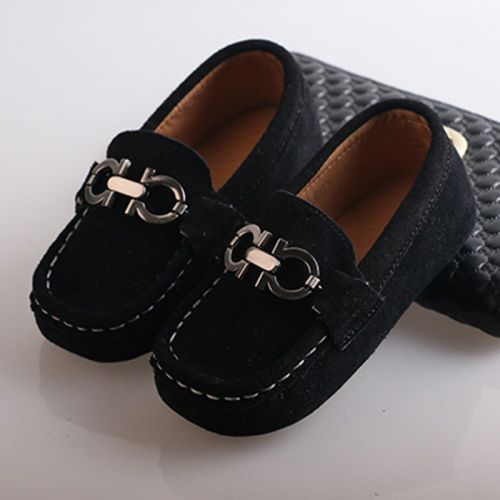 Chaussures enfants en cuir ronde métal pour printemps - semelle caoutchouc naturel Ref 1038069