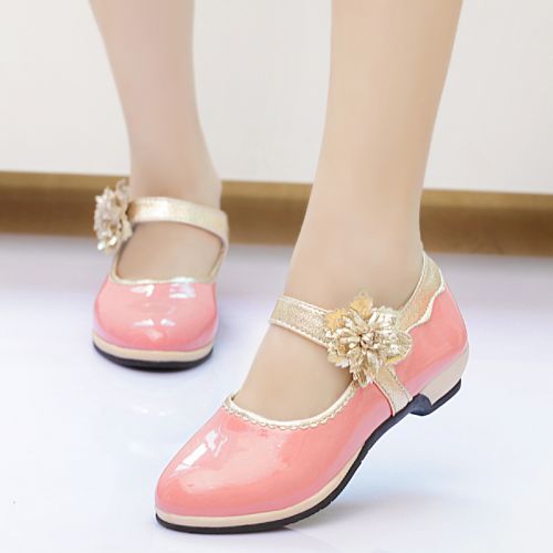 Chaussures enfants en Cuir spatial pointu avec perles pour printemps - semelle caoutchouc Ref 1038077