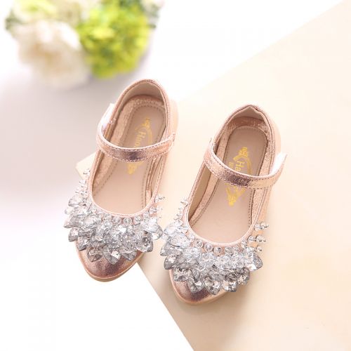 Chaussures enfants en PU ronde avec perles pour printemps - Ref 1038275