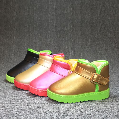 Chaussures enfants en Cuir spatial ronde coutures cuir pour hiver - semelle caoutchouc Ref 1038413
