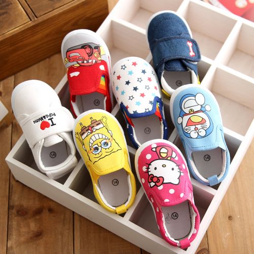 Chaussures enfants en toile brodé pour printemps - semelle plastique Ref 1038473