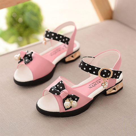 Chaussures enfants en PU avec perles pour été - semelle caoutchouc Ref 1038615